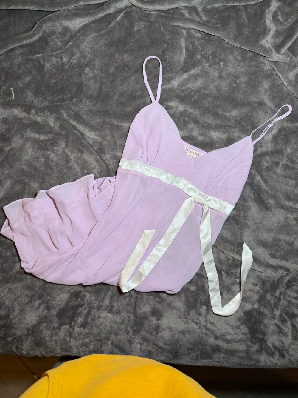 La Vie En Rose Lilac Chiffon Slip with Satin Ribbon